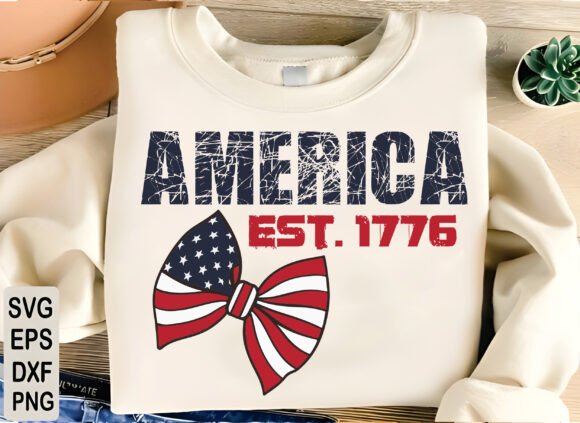 1776 America Coquette Bow 4th of July Graphics