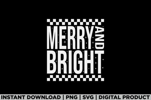 Merry and Bright Christmas Quote Tee Graphics