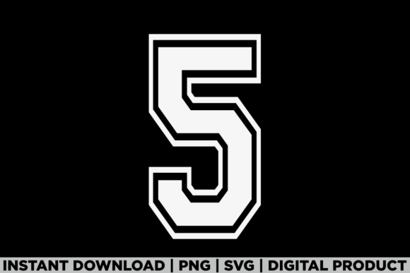 Number 5 Birthday Varsity Sports Team Graphics