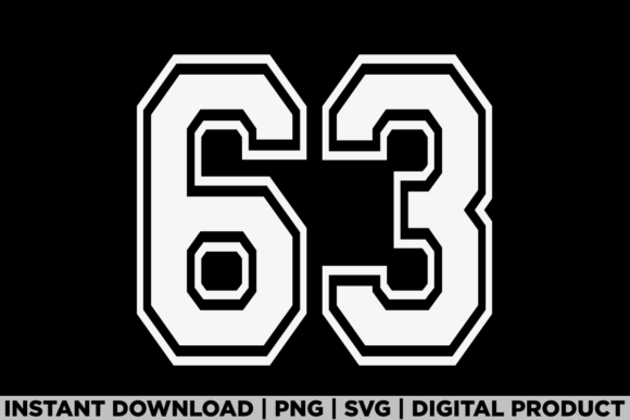 Number 63 Birthday Varsity Sports Team Graphics