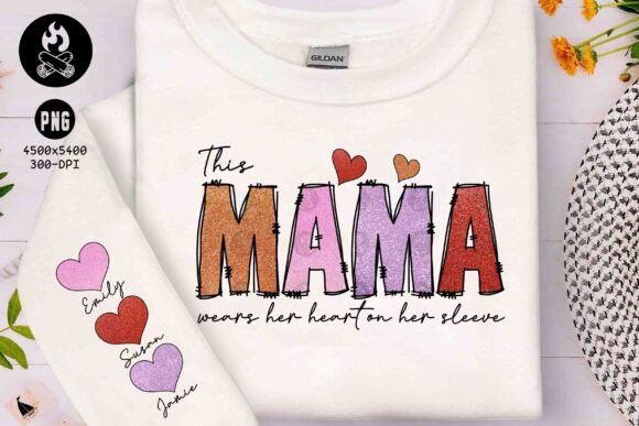 Personalized This Mama Wears Her Heart PNG Graphics